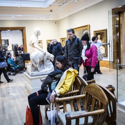 People sat in a museum