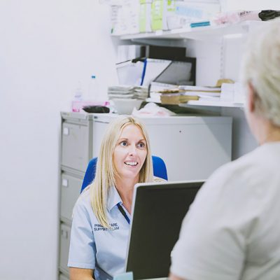 NHS worker talking to patient