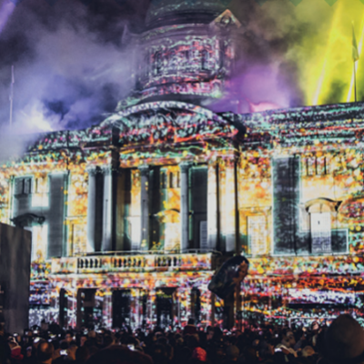 Image of "We Are Hull" projected onto City Hall