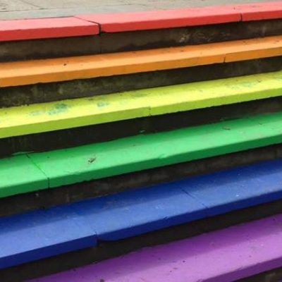 Steps coloured in LGBT colours