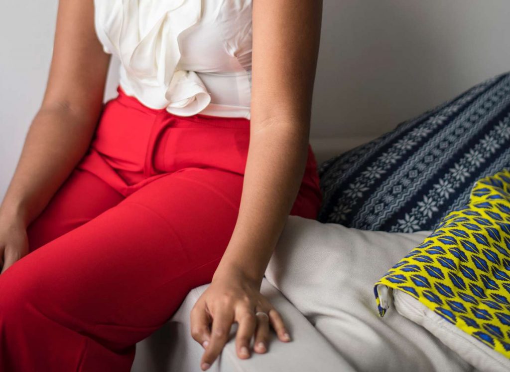 Woman on sofa