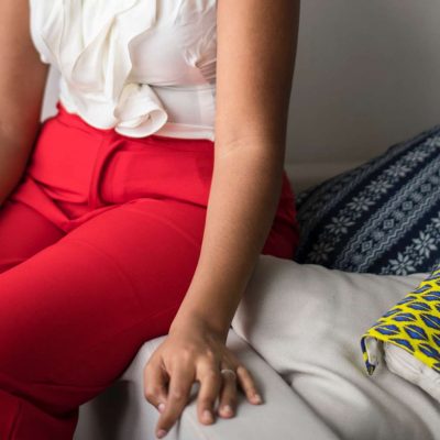 Woman on sofa